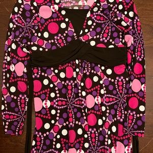 Girls dress size 12, brown base with purple, pink and white